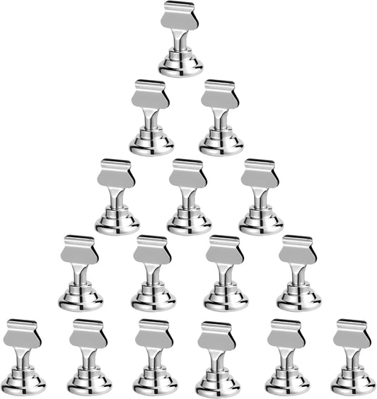 Urban Deco 16PK Table Number Holders Place Card Holders 1.7 Inch Table Card Holders Steel Card Holders for Photos, Food Signs, Memo Notes, Weddings, Restaurants, Birthdays(Silver)