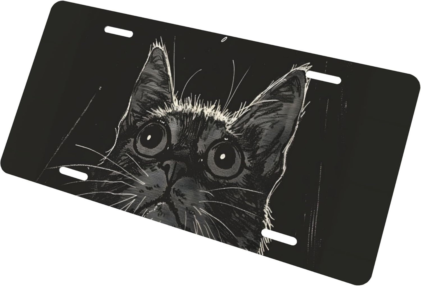 Custom License Plate Personalized Cat Animal Funny Aluminum Front License Plates Decorative Rust-Free Metal Car Plate Covers for Women Men Car Tag Accessories fit Truck SUV Rv 12 X 6 in