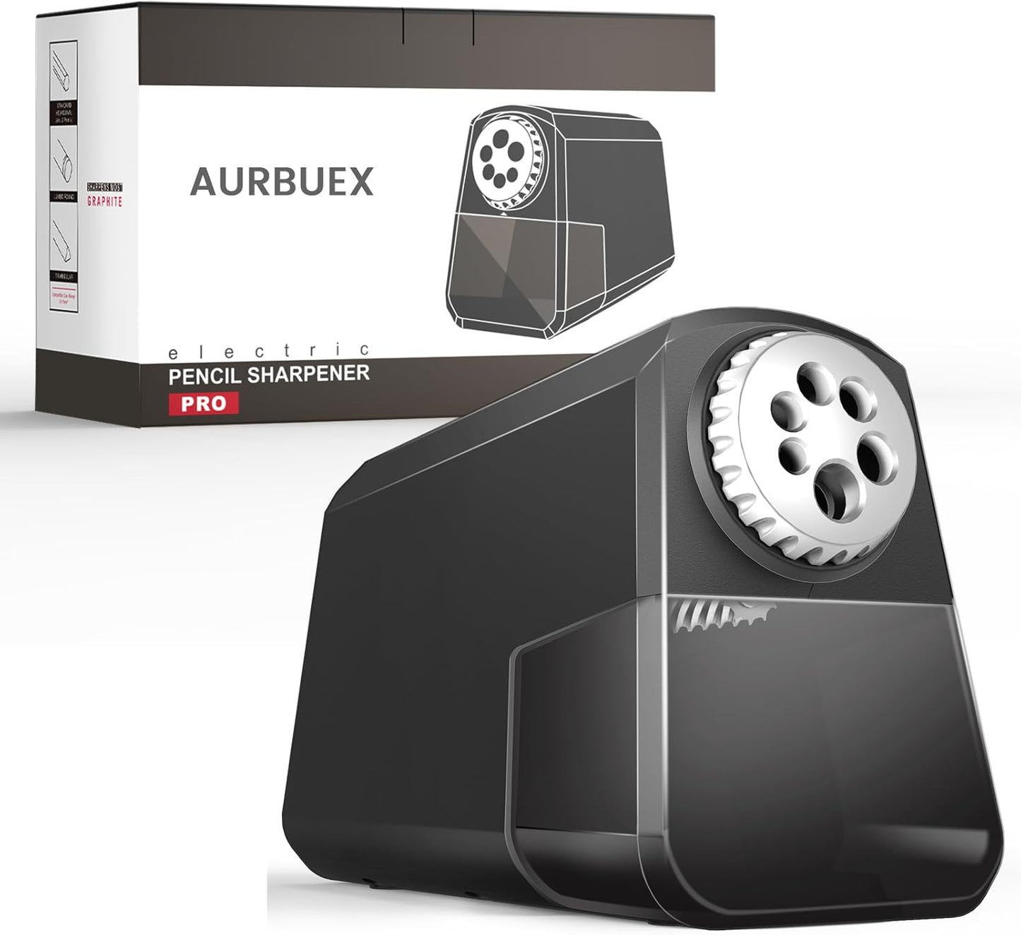 Heavy Duty Electric Pencil Sharpener – 6-Hole for 6-12mm Pencils, Auto Start/Stop, Fast 4s Sharpening, Zinc Alloy Blade, 10,000+ Sharpenings – Ideal for Classroom, Office & Art Use