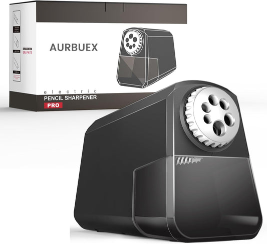 Heavy Duty Electric Pencil Sharpener – 6-Hole for 6-12mm Pencils, Auto Start/Stop, Fast 4s Sharpening, Zinc Alloy Blade, 10,000+ Sharpenings – Ideal for Classroom, Office & Art Use
