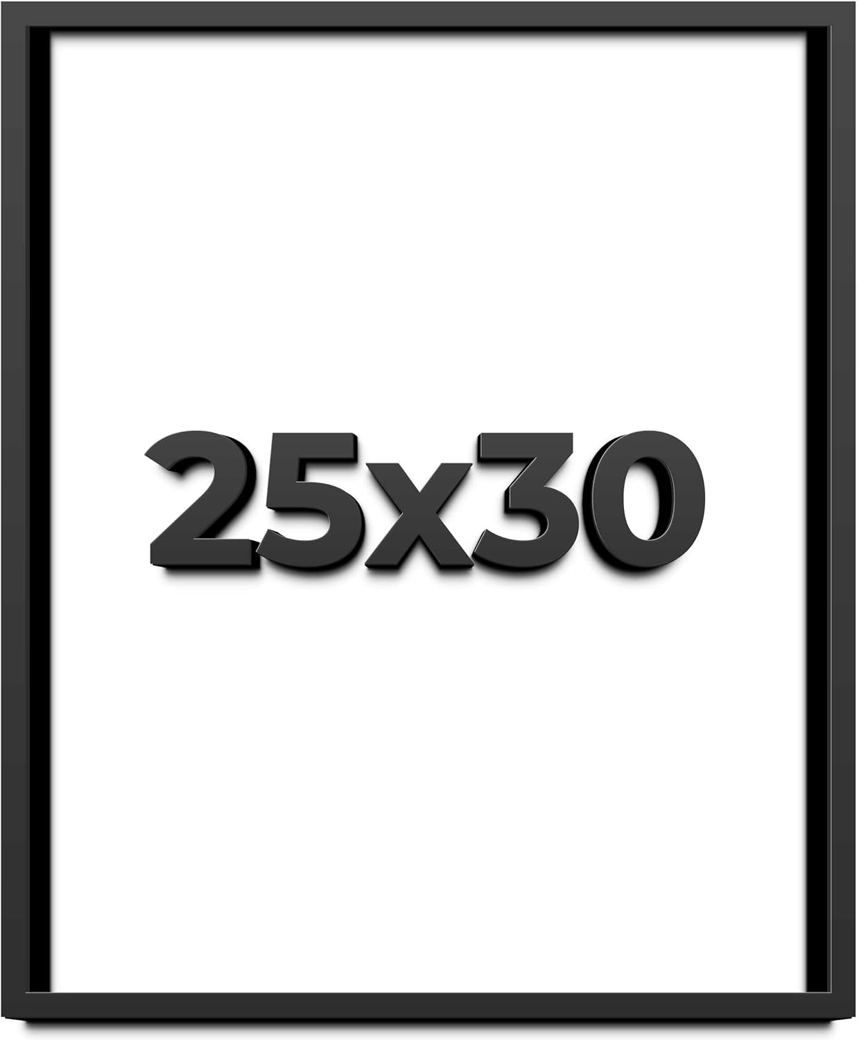 25x30 Shadow Box Black Solid Wood Display Frame with White Acid-Free Backing UV Acrylic & Hanging Hardware - with 3/4" Usable Depth