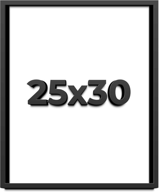 25x30 Shadow Box Black Solid Wood Display Frame with White Acid-Free Backing UV Acrylic & Hanging Hardware - with 3/4" Usable Depth