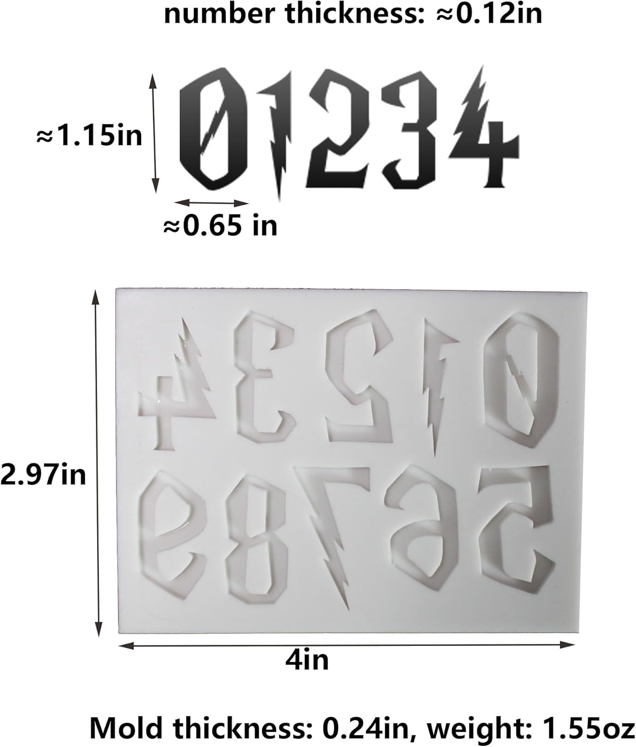 3-Piece Silicone Mold Set for Magical Lightning Shaped Letters and Numbers - Ideal for Fondant Cakes, Chocolate, Resin Crafts, Gumpaste, DIY Crafts Creation
