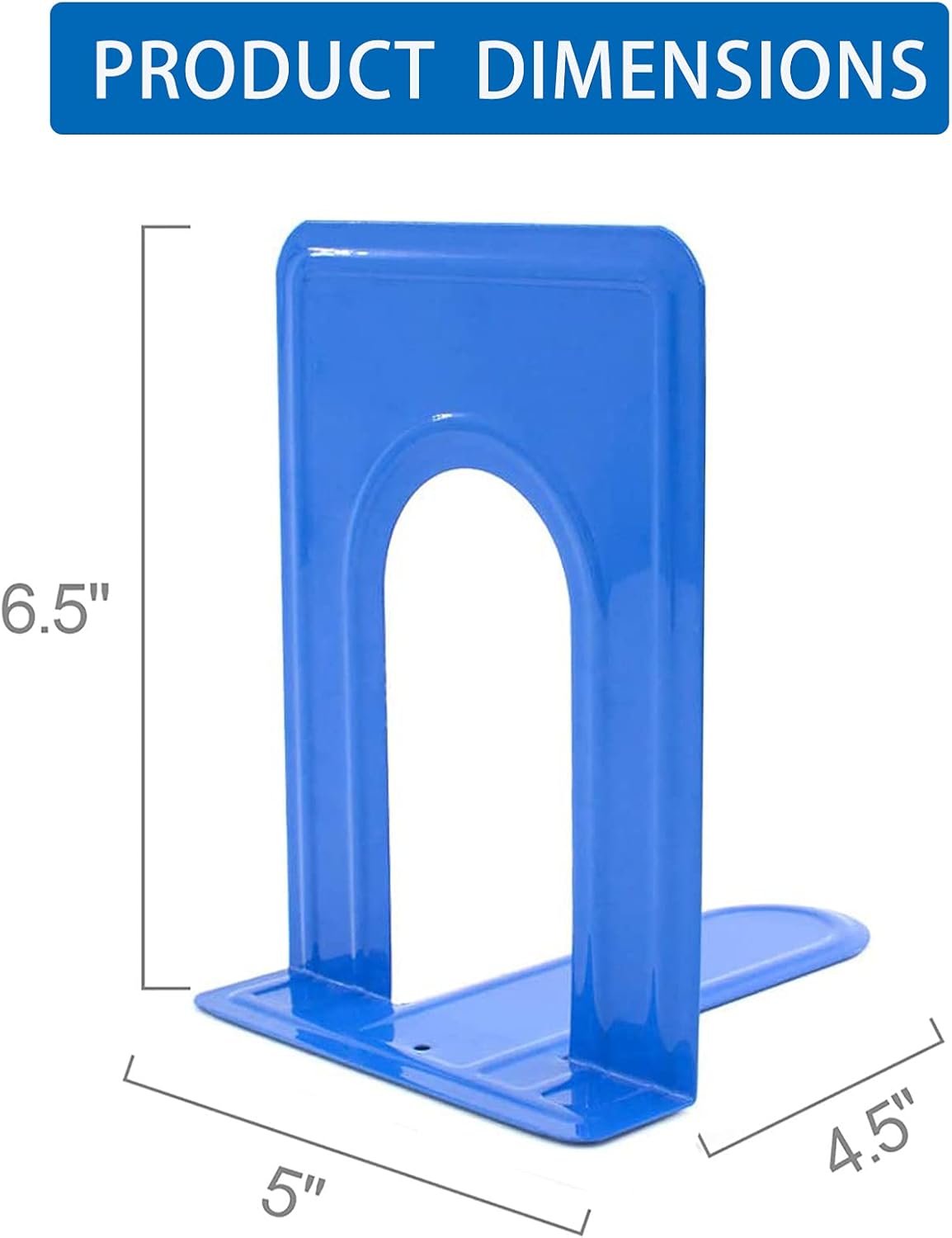 Metal Book Ends for Office Home, Book Shelf Holder Home Decorative, Book Ends for Heavy Books/Movies/CDs, Blue 6.5 x 5 x 5.7 in, 4 Pair/ 8 Piece