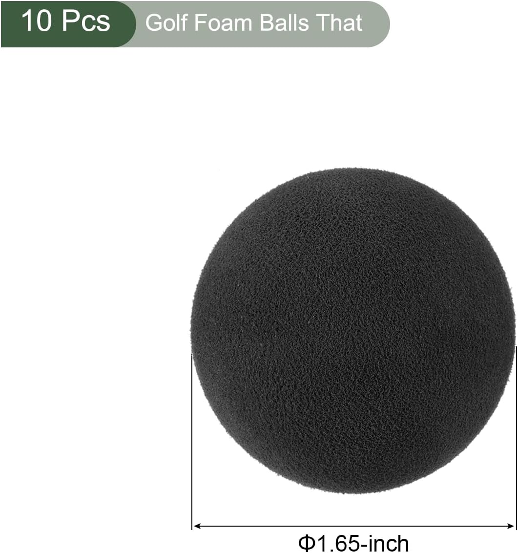 YOKIVE 10 Pcs Golf Foam Ball, Sports EVA Sponge Balls Exercise Flight Swing Practicing for Indoor Golf Training(Black, 42-mm)