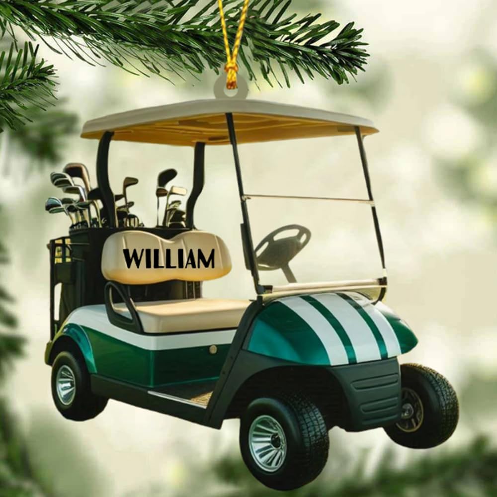 Personalized Golf Car Christmas Ornament, Christmas Ornament, Golf Cart Family, Golf Ornament, Golf Cart Ornament, Golf Christmas Ornaments, Golf Ornaments for Christmas Tree Gift for Golf Lovers/1