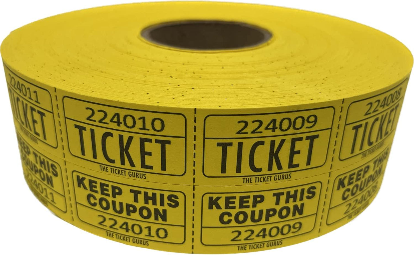 The Ticket Gurus Raffle Tickets - (4 Rolls of 2000 Double Tickets) 8,000 Total 50/50 Raffle Tickets (Blue/Yellow/Red/Green)