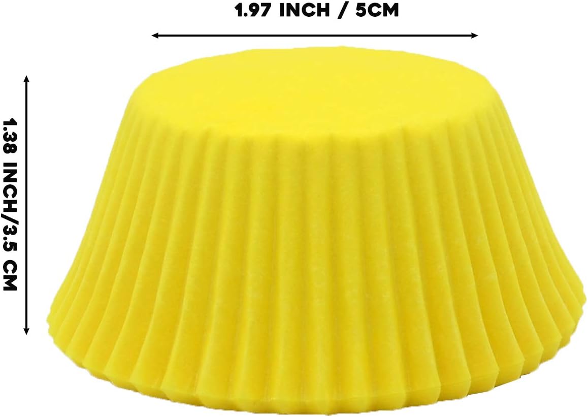 Premium Yellow Greaseproof Cupcake Liners Muffin Paper Baking Cups Standard Size, 100-Count
