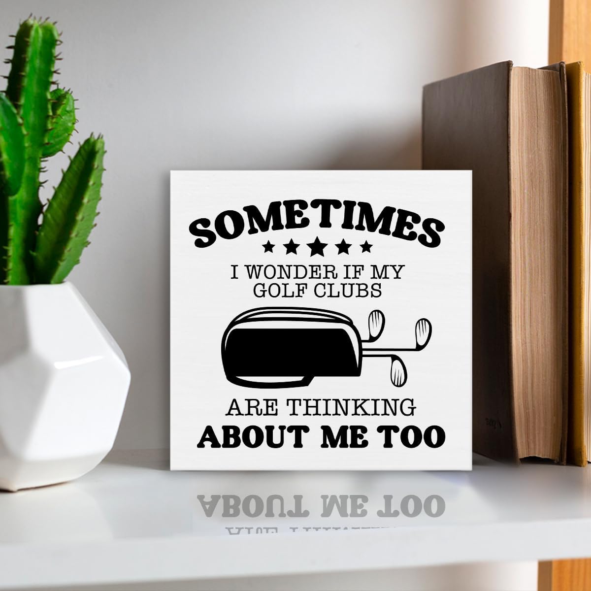 Golf Quote Wooden Wall Art, 5 INCHES x 5 INCHES, White, Custom Style, Wall Mount, Home/Office Decor, Gift