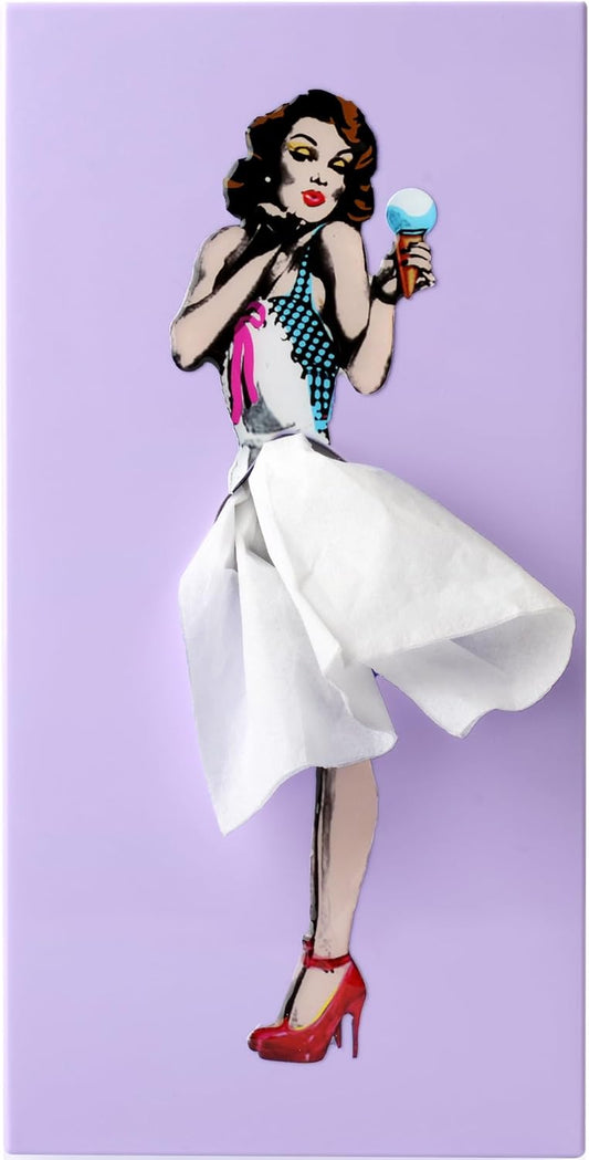 Flying Skirt® Tissue Box - The Original Award-Winning Lady Skirt Design, Resin Pop Art, Weighted Metal Base, Made in Korea, Premium Gifts & Novelty Home Decor by Spextrum (Purple)