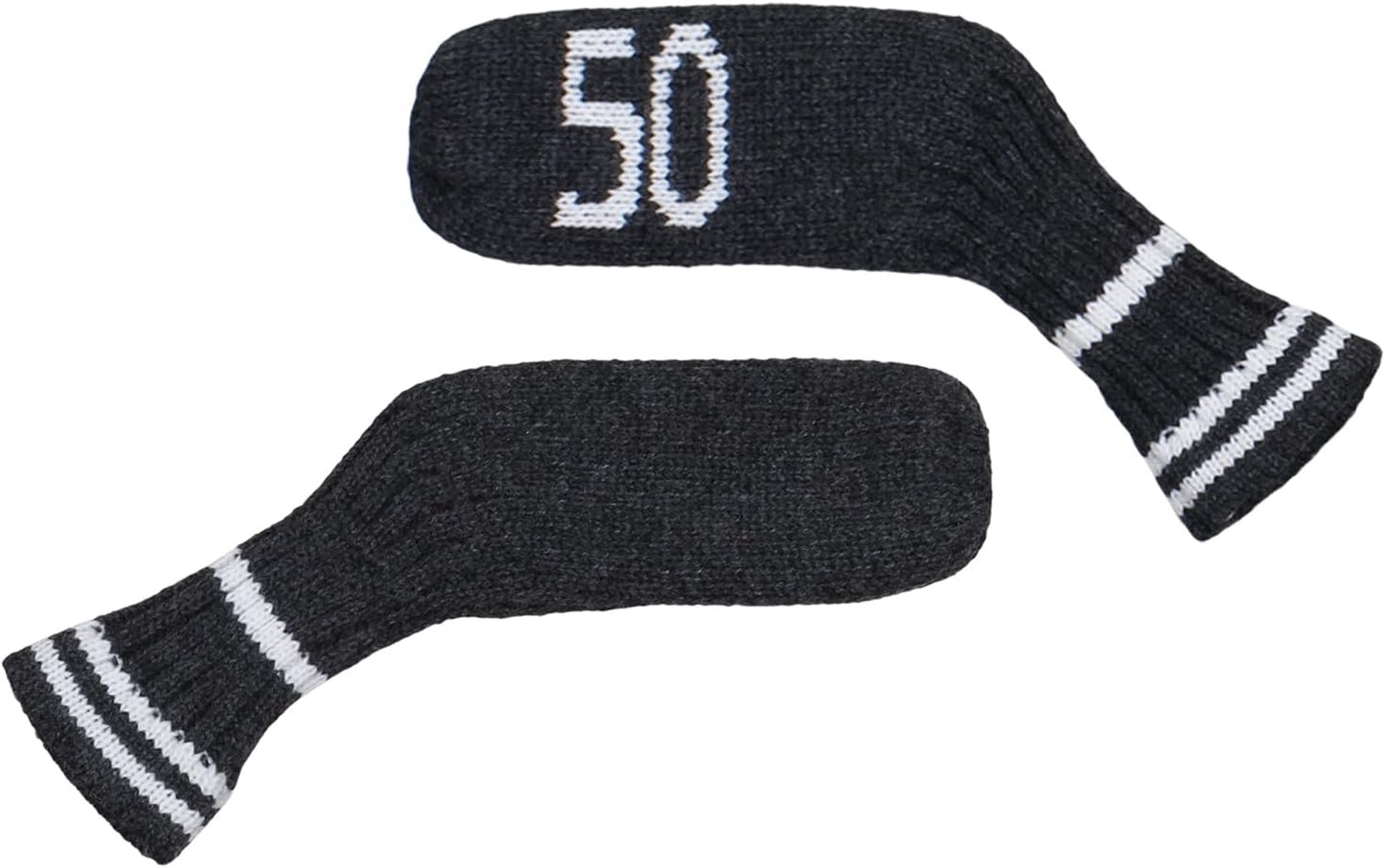 Scott Edward 1/7/10 Pcs Knitted Golf Club Head Covers for Irons Wedge Cuteness and Basically Socks Shape Washable Golf Club Head Protector on Classic Stripes Style，Double Sided Customization