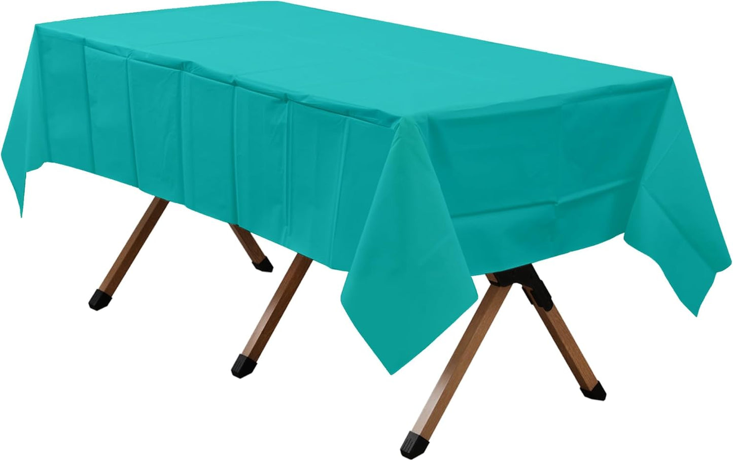2 Pack Aqua Premium Plastic Tablecloth Rectangle 54 x 108 Inches Reusable Lake Blue Decorative Table Cover for Dining, Wedding, Party, Indoor and Outdoor use