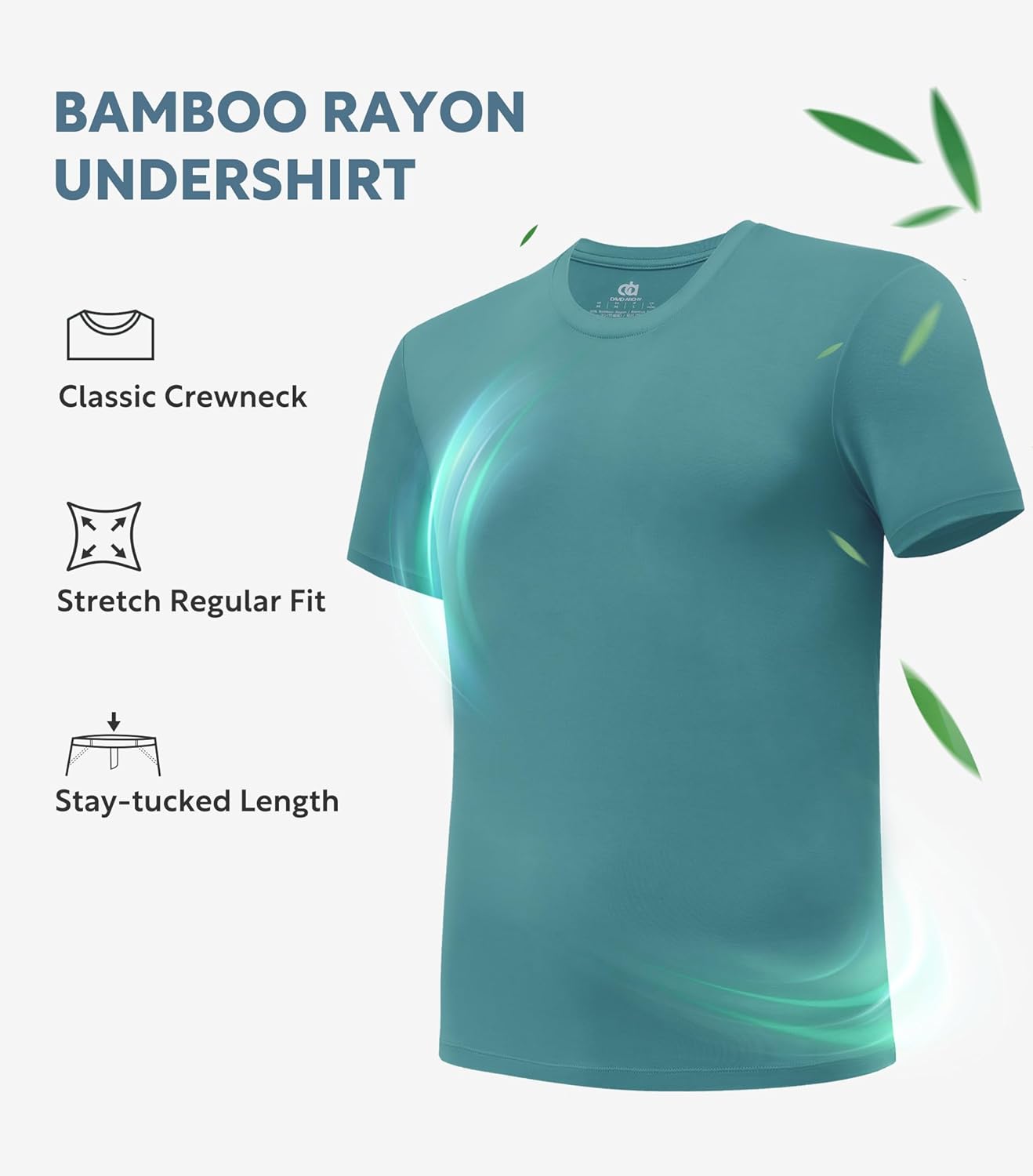 DAVID ARCHY Men's Undershirt Bamboo Rayon Moisture-Wicking Crewneck T-Shirts Stretch Tees for Men, 3 or 5 Pack