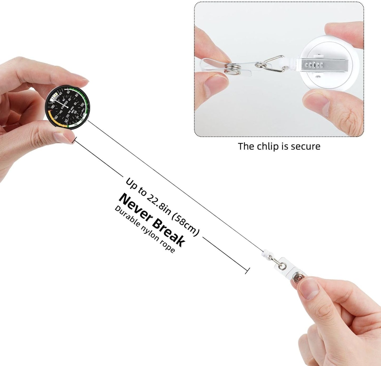 Airplane Aircraft Speedometer Badge Reels Pilot Flight Retractable Badge Holder with Clip for Id Name Tag Office Worker Student Teacher Nurse Doctor