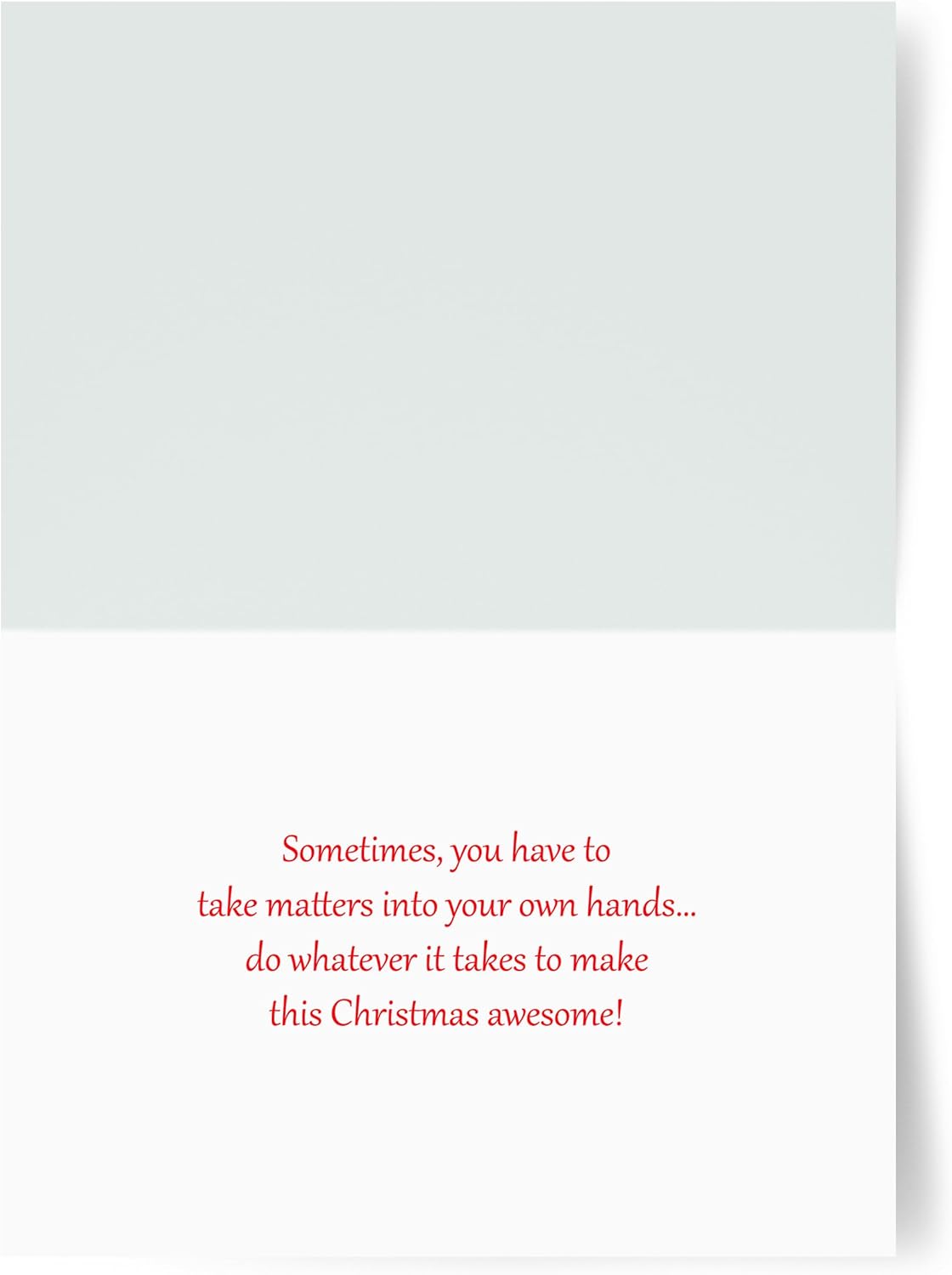 Photographic Christmas Cards, Santa Claus Pushing a Stubborn Reindeer (6 Cards with White Envelopes)