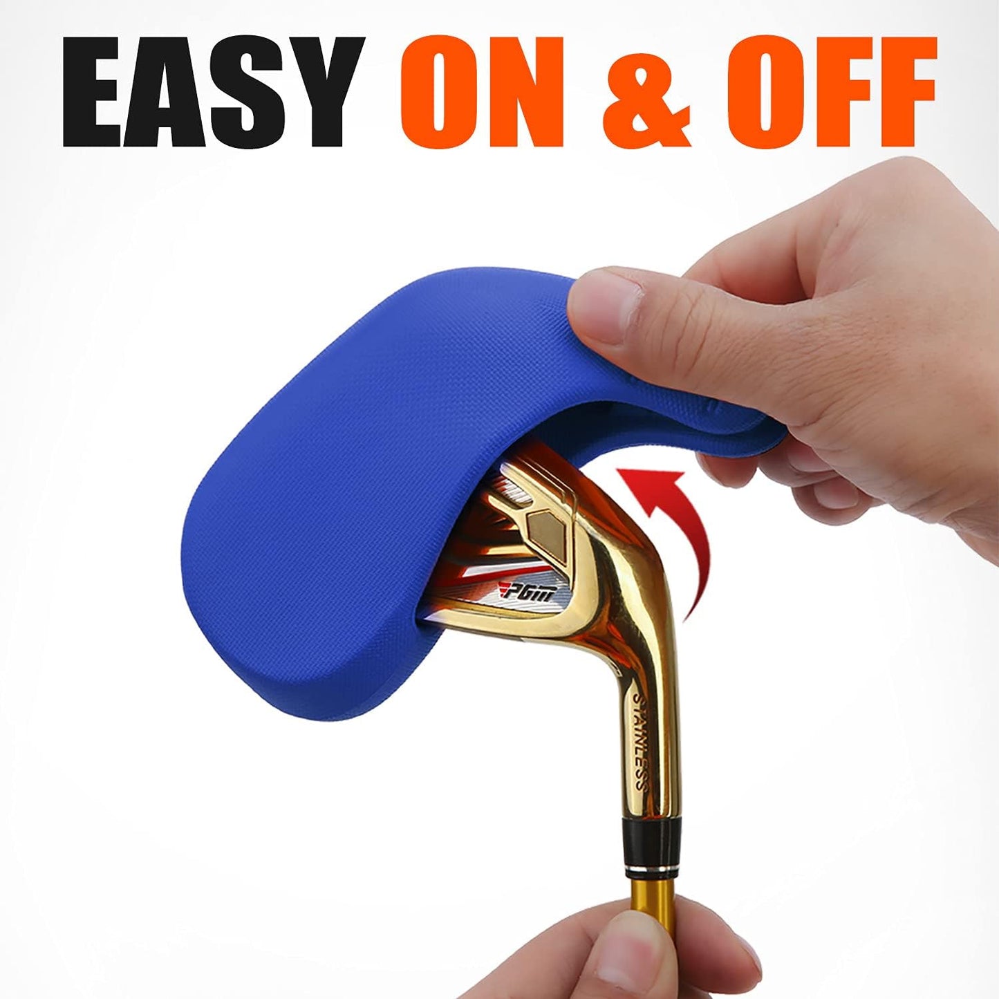 PGM Golf Club Covers, 10pcs Protective Washable Golf Iron Head Covers Set with Number Opening, Easy On and Off, Fits Right Handed Brands