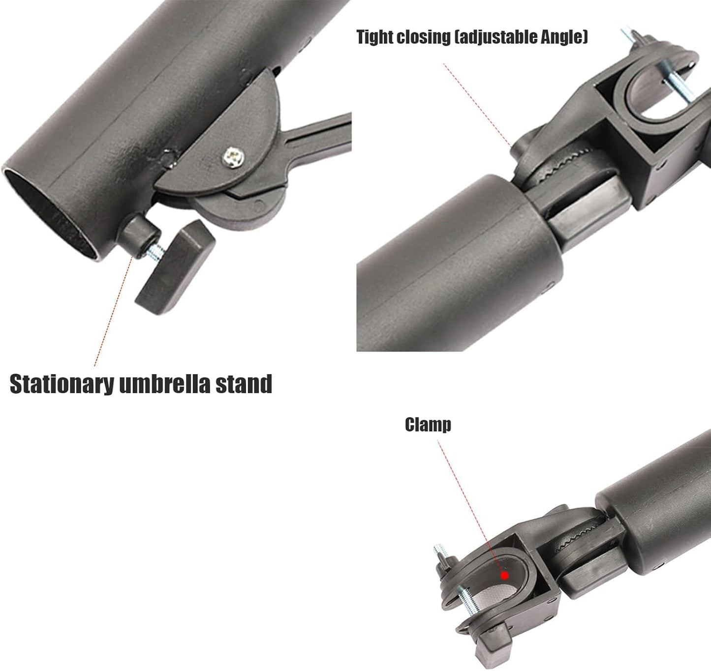 Adjustable Umbrella Stand Clamp - Double Lock Golf Cart Holder, Fits Beach Chair Mobility Scooter Wheelchair