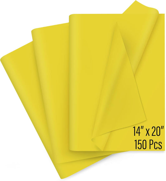 SANZIX 150 Sheets Yellow Tissue Paper for Gift Bags Bulk 14x20 Inch - Yellow Christmas Wrapping Paper for Gifts Wrap, Bouquet, Wedding, Birthday, DIY, Holiday, Thanksgiving & Christmas Decorations