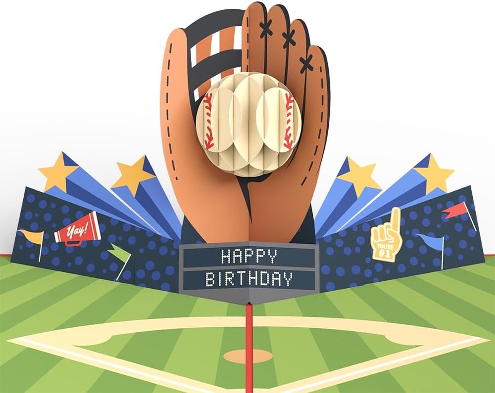 Lovepop Birthday Pop-Up Card for Him - 3D Baseball Greeting Cards for Boys, Men - Grand Slam - 5" x 7" Card - Blank Note Card & Envelope Included