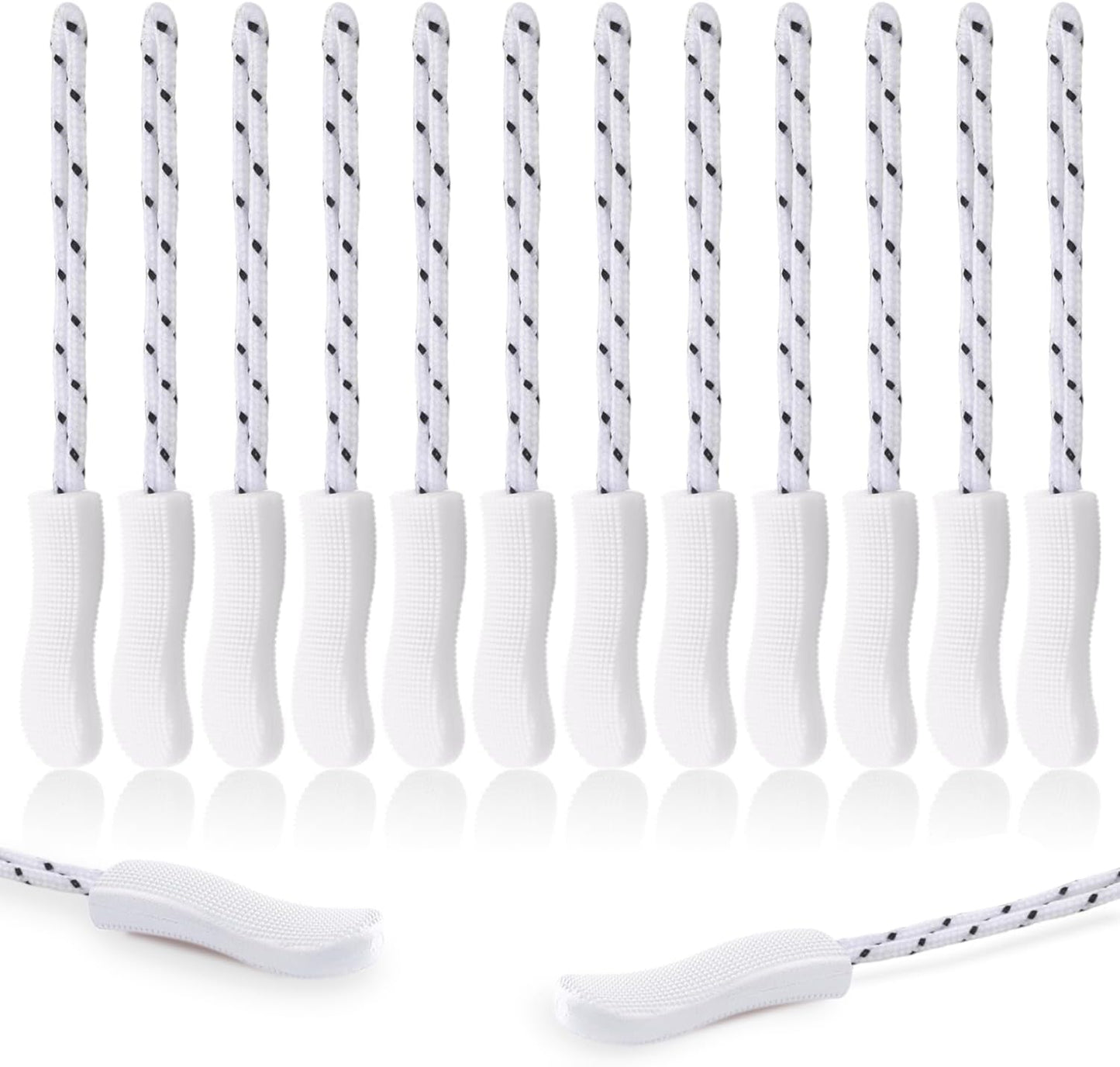 12Pack Zipper Pull Replacement, Golf Bag Zipper Pull Replacement Tab for Backpack, Jackets, Pants, Boots, Coats, Luggage - White(Universal Extender)
