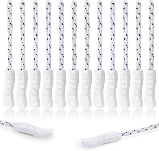 12Pack Zipper Pull Replacement, Golf Bag Zipper Pull Replacement Tab for Backpack, Jackets, Pants, Boots, Coats, Luggage - White(Universal Extender)