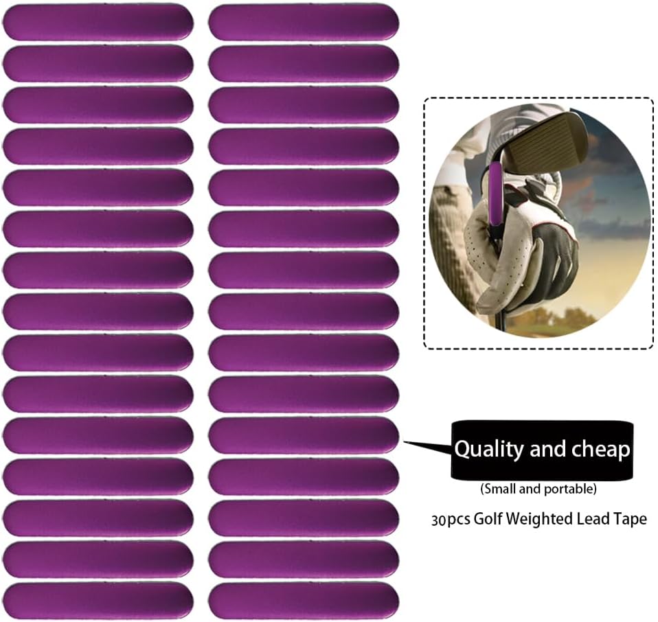 Golf Lead Tape Pickleball Lead Tape Adhesive Lead Sheet 30pcs 2.0×0.4in 3g,Golf Training Accessories|for Golf Iron Woods Putter or Tennis Racket Badminton Racket Weight Adjustment