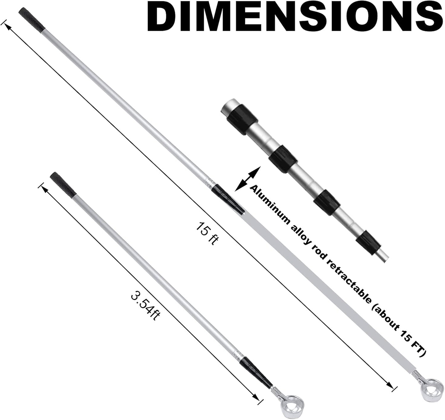 HOW TRUE Golf Ball Retriever, 15ft 18ft Aluminum Alloy Golf Ball Retriever for Water Telescopic Golf Ball Picker Upper, Golf Accessories for Men