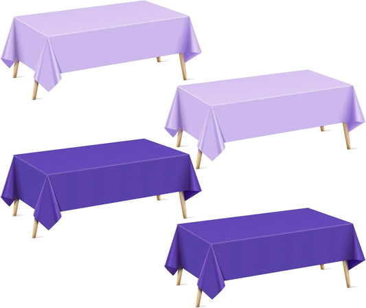 12 Pieces Purple Series Rectangle Tablecloth, 54x72" Solid Color Waterproof & Spillproof Disposable Plastic Table Cover, Durable Party Tablecloth for Dining, Buffet, Picnic, Outdoor Events