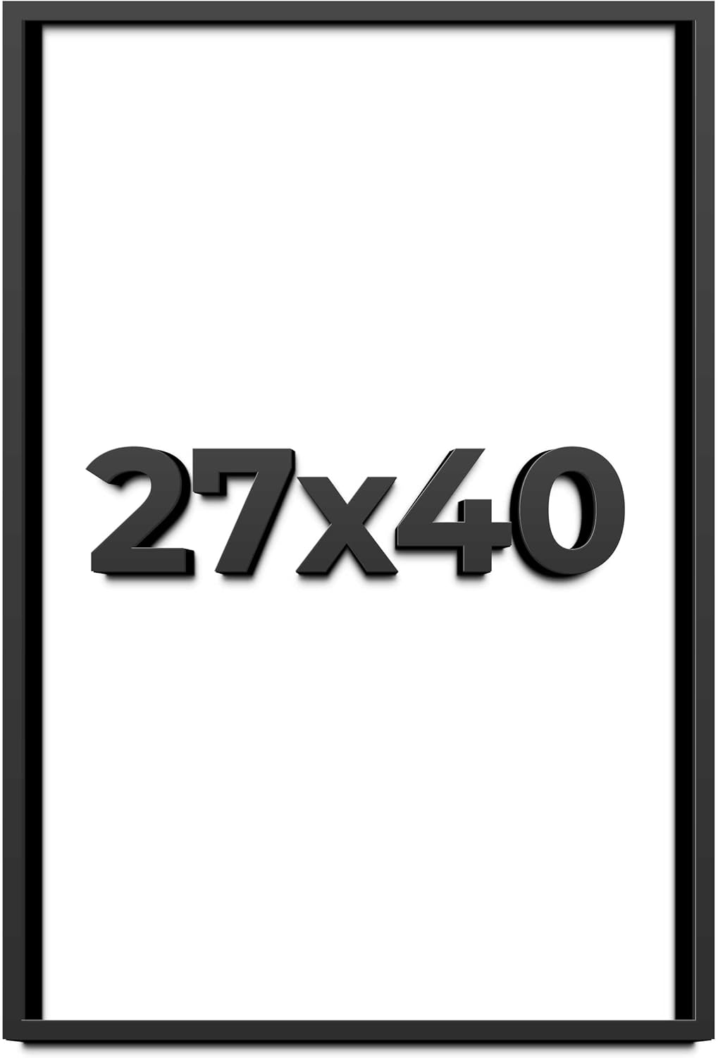27x40 Shadow Box Black Solid Wood Display Frame with White Acid-Free Backing UV Acrylic & Hanging Hardware - with 3/4" Usable Depth