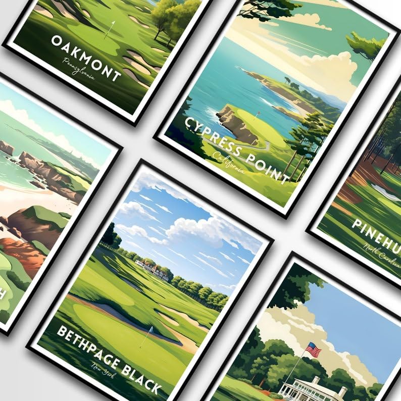 Nationcog Bethpage Black Golf Poster, Vintage New York Wall Art Print, Retro Golf Landscape Decor, Classic Artwork for Living Room, Office or Man Cave (Unframed) (9x11)