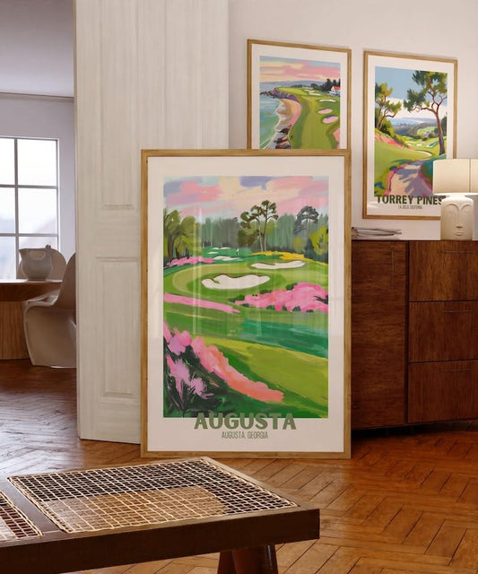 Augusta Georgia Golf Course Poster, Vintage Travel Wall Art Print, Retro Landscape Painting of Famous National Golf Club, Perfect Golf Gift for Men, Dad, or Sports Enthusiasts (Unframed) (16x24)