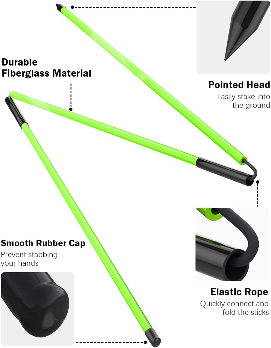 Rhino Valley Golf Alignment Sticks - 48" Collapsible Golf Practice Rods for Aiming, Putting, Full Swing Trainer, Posture Corrector with Clear Tube Case, Golf Training Equipment