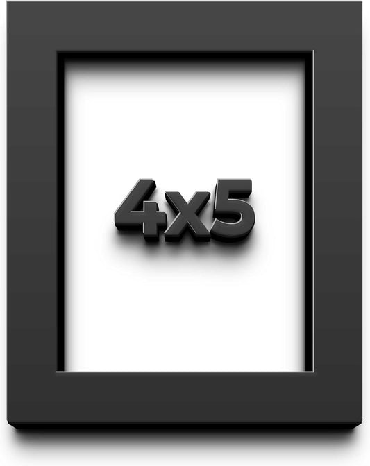 4x5 Shadow Box Black Solid Wood Display Frame with White Acid-Free Backing UV Acrylic & Hanging Hardware - with 3/4" Usable Depth
