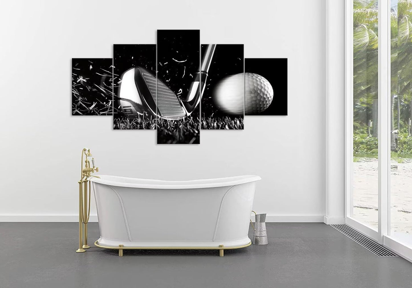 Golf Wall Art for Office Living Room Bedroom Bathroom Home Decorations Golf Art Canvas Prints Golf Ball Pictures Posters Framed Artwork Ready to Hang(60''W x 32''H)