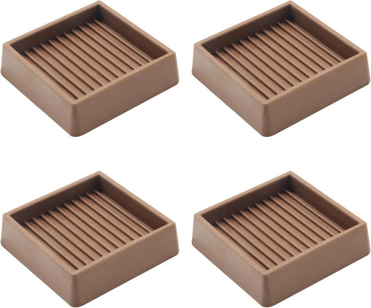 2.5X2.5 Rubber Caster Cups, Non Slip Furniture Pads, Anti-Slip Gripper, Anti Skid Furniture Feet, Anti Slide Floor Protector for Bed Couch Stoppers - 4 Pack Brown