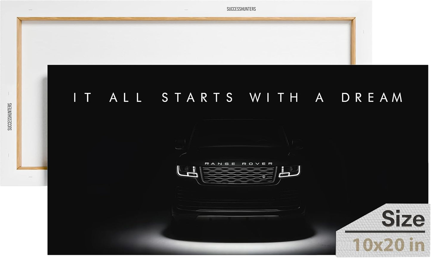 Motivational Wall Art for Office, Super Car Art Canvas, Inspirational Automotive Decor for Range Rover Sportscar Lovers, Motivational Wall Decor for Office and Home, Car Poster (10" x 20" in)