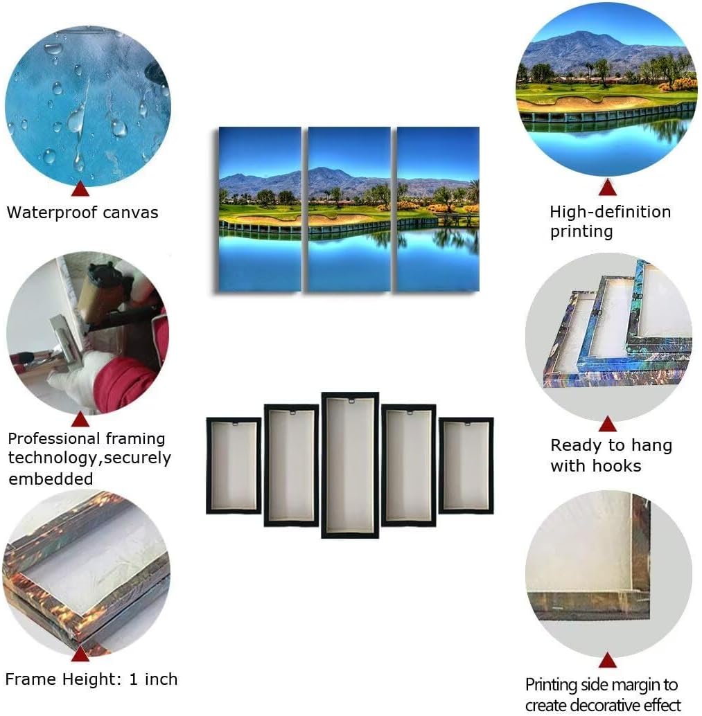 chenchenArt Georgia USA Golf Course for Living Room Bedroom Bathroom Home Decorations Augusta National Golf Course Pictures Posters Canvas Prints Modern Artwork Framed Ready to Hang(20''W x 40''H x3)