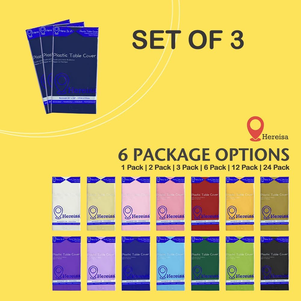 Brand Round Navy Blue Plastic 84" Disposable Tablecloth (3 Pack), Party & Event Decorative Cover