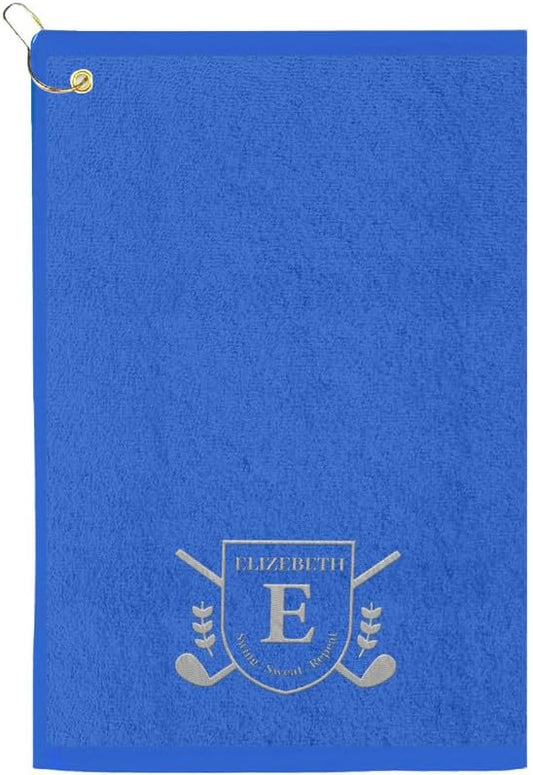 Personalized Passion Golf Towels with Corner Grommet - 16"x26" Customized Velour Cotton Golf Bag Towels with Name - Super Soft and Highly Absorbent - Quickly Remove Dirt and Sweat - Royal Blue