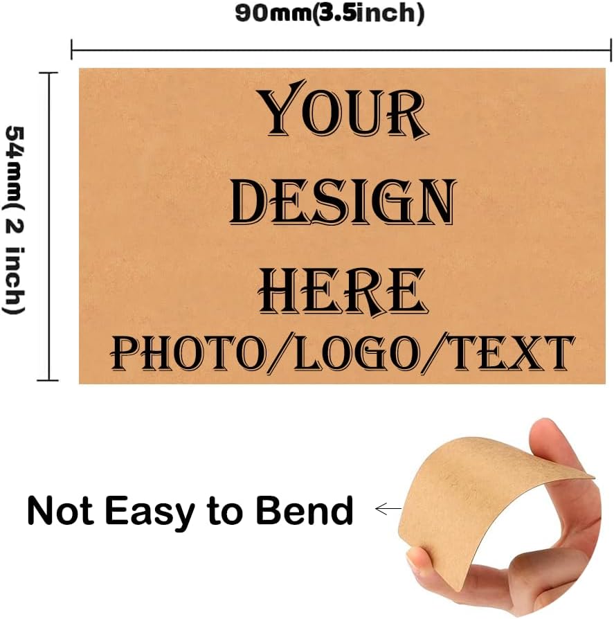 Custom Kraft Paper Business Cards with Your Logo Personalized Kraft Cards Add Photo/Text/Logo Print Your Own Business Cards On Front and Back Sides-100pcs