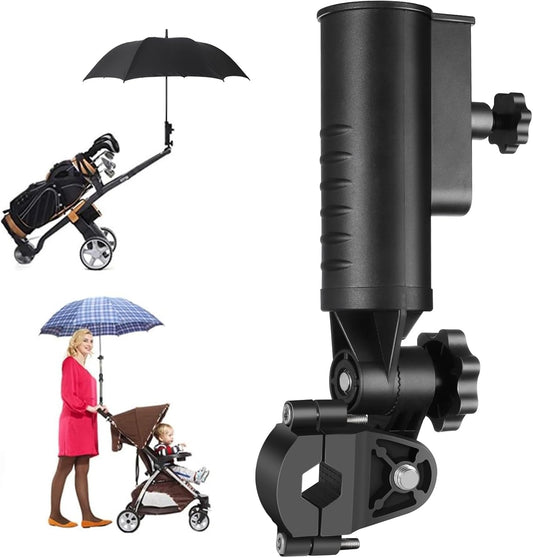 Heavy Duty Golf Push Cart Umbrella Holder, Aluminium Alloy Base Ultra Windproof, Universal Umbrella Attachment Stand for Stroller, Golf Cart, Mobility Scooter, Wheelchair, Bike, Beach Chair