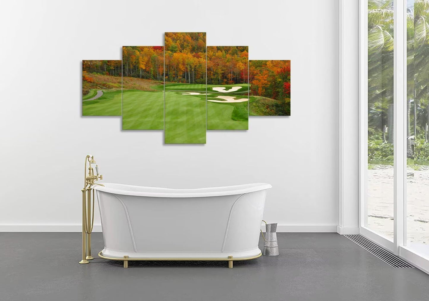chenchenArt Sequoyah North Carolina Mountains Golf Course Wall Art for Living Room Bedroom Bathroom Home Decorations Golf Course Picture Poster Canvas Prints Framed Ready to Hang(60''W x 40''H)