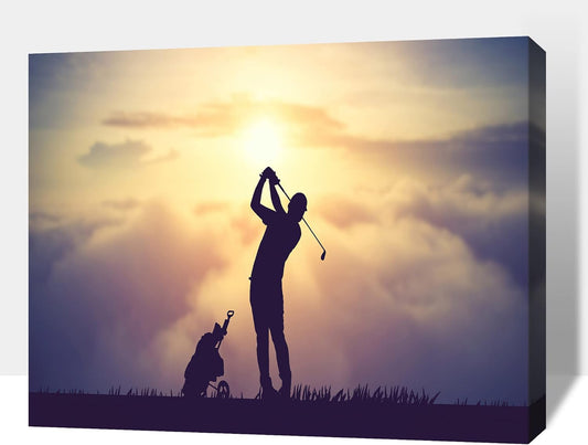 GUTTATY Golf Wall Art, Golf Pictures Posters Canvas Print Wall Decor for Golfer's Man Cave Home Ofice Ready to Hang (32x48 Inches)