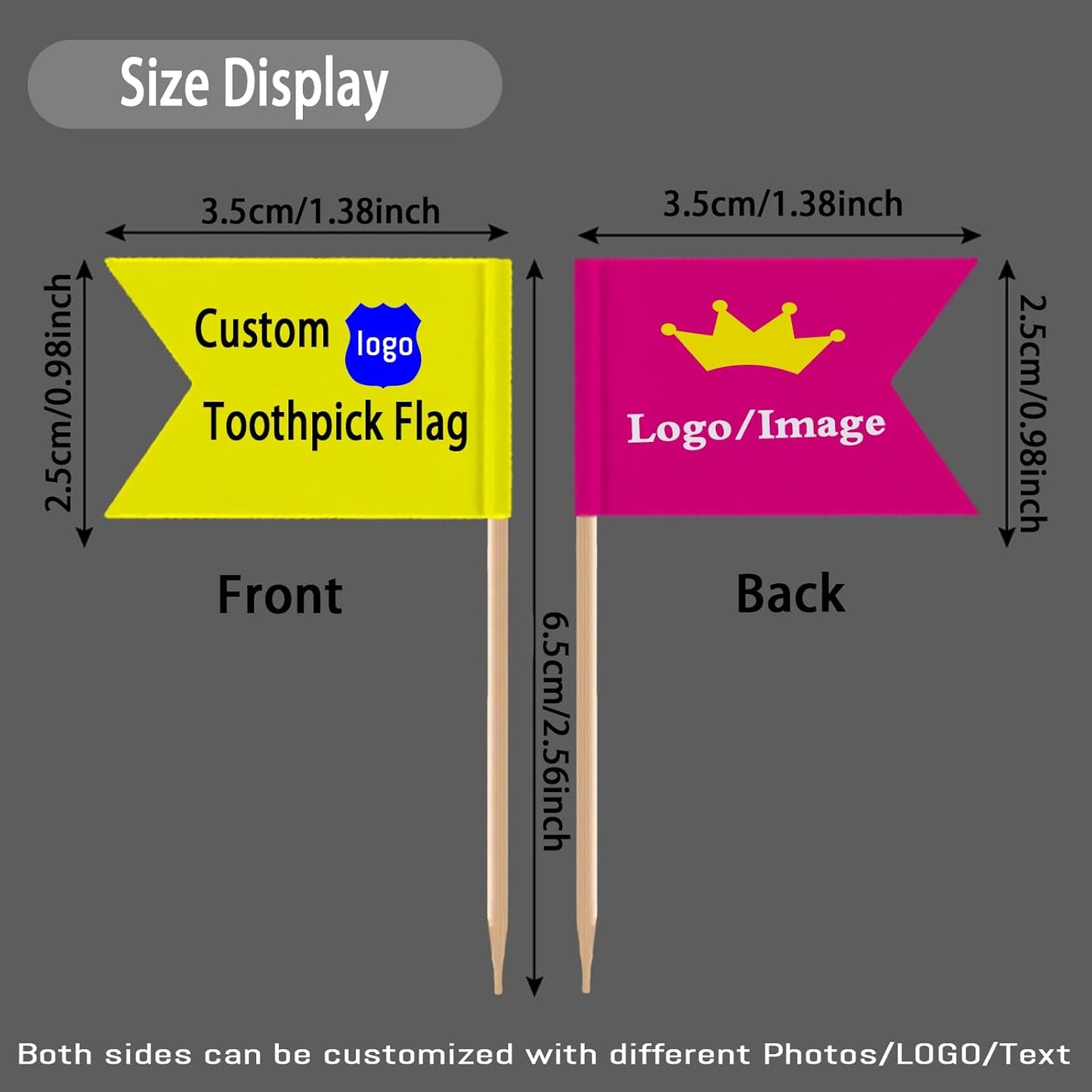 Custom Toothpick Flags with Logo/Photo 100Pcs, Personalized Cheese Markers for Hamburger Cupcakes Toppers Party Decoration Food Labeling -Swallowtail