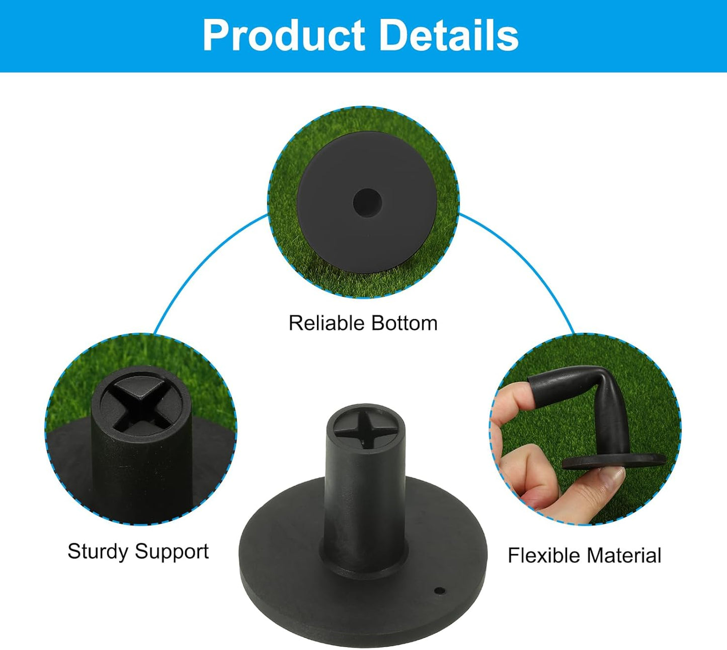 PATIKIL 1.5 Inch Rubber Golf Tee, 1 Set Tall Training Driving Range Tee Stable Ball Holder for Outdoor Indoor Hitting Mat, White, Black, Yellow