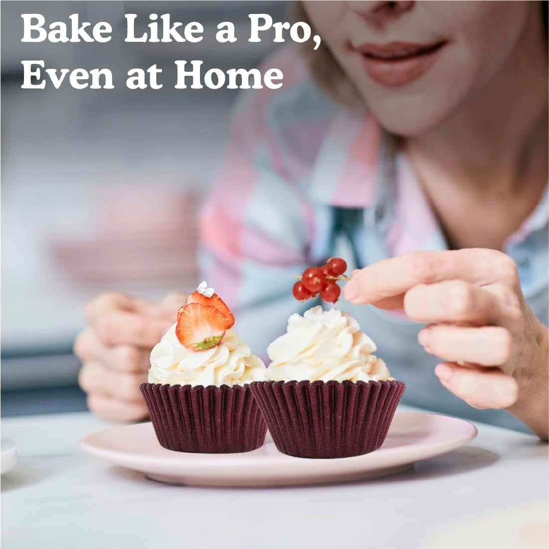 Regency Wraps Greaseproof Professional Grade Baking Cups, Pack of 40, Standard Liners, Burgundy Solid, for Cupcakes, Muffins, Candy, Non Stick