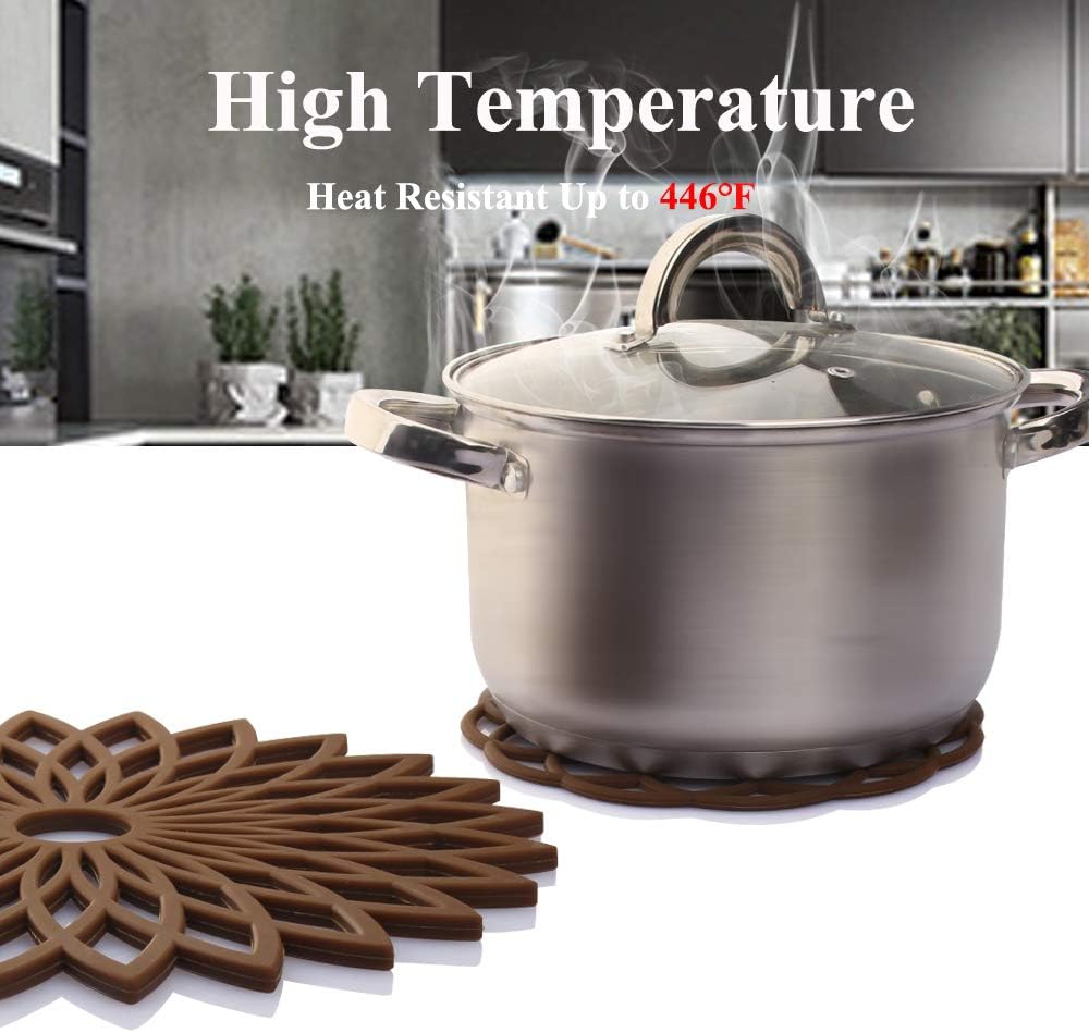 ME.FAN Silicone Trivet Mat - Kitchen Hot Pads for Pots & Dish - Insulated Teapot Trivet - Flexible, Durable, Non-Slip Large Coasters 3 Set Deep Purple