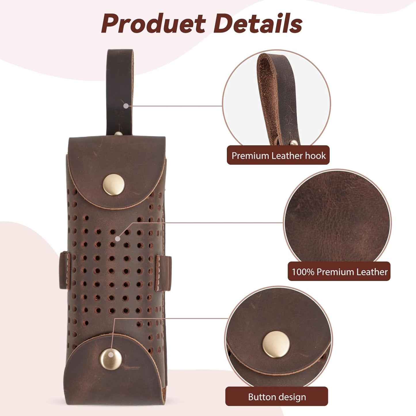 Leather Golf Ball Pouch with Tee Holder - Portable Design Holds 3 Balls & 4 Tees, Belt Clip Attachment - Golf Accessory Gift for Men and Women