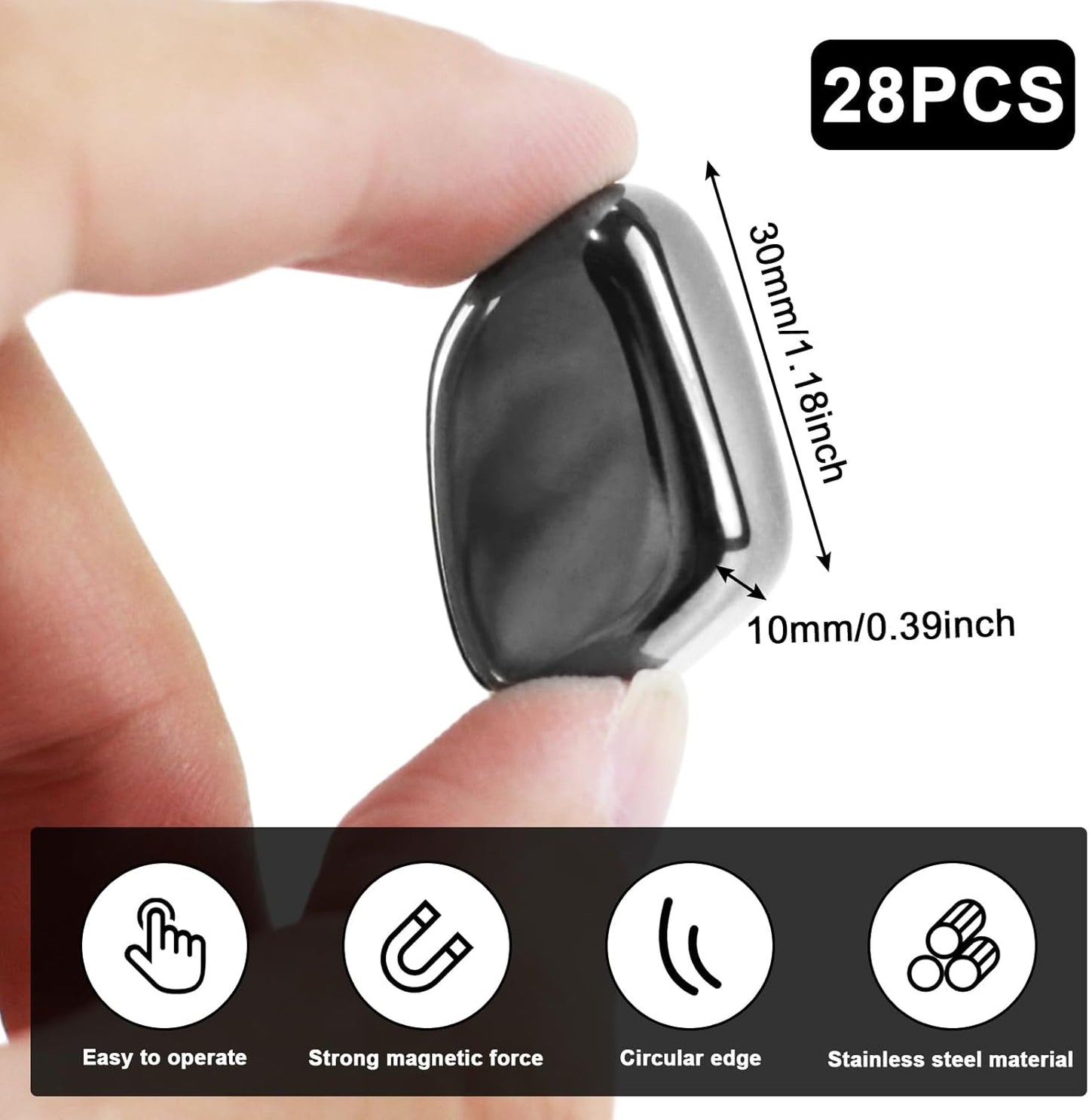 28 Pack Black Fridge Magnets, Small and Strong Magnets, Strong Refrigerator Magnets Heavy Duty for Whiteboard, Office, Classroom, Kitchen Accessories, Home and Cabinet