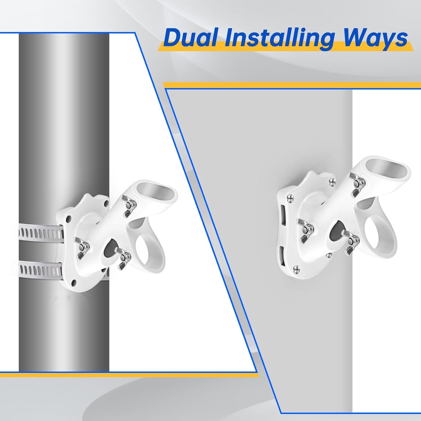 Anovo Flag Pole Kit- Stainless Steel 5 FT Flag Poles with1 Inch Metal 360° Rotating Flag Pole Rings Clip, Two-Position Flag Pole Holder Brackets Mounting for Outside House Outdoor Porch(5 FT - White)